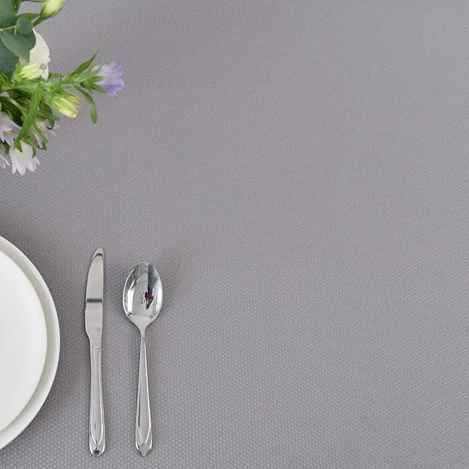 maxmill 2 Pack Rectangle 52 x 70 Inch, Light Grey Textured Tablecloth Waterproof Spillproof Wrinkle Free Table Cloth for Kitchen Dining Decoration, Fabric Table Cover for Outdoor and Indoor Use