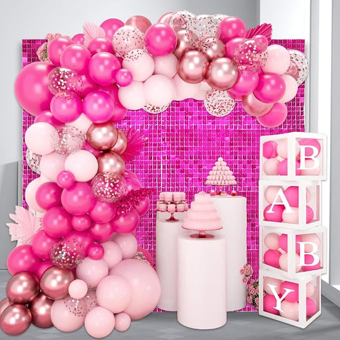 36 PCS Fuchsia Shimmer Wall Backdrop, Square Sequin Photo Backdrops Panel, Glitter Wall Background for Birthdays, Weddings, Halloween, Engagements, Disco Bachelorette Party Decoration (6FTx6FT)