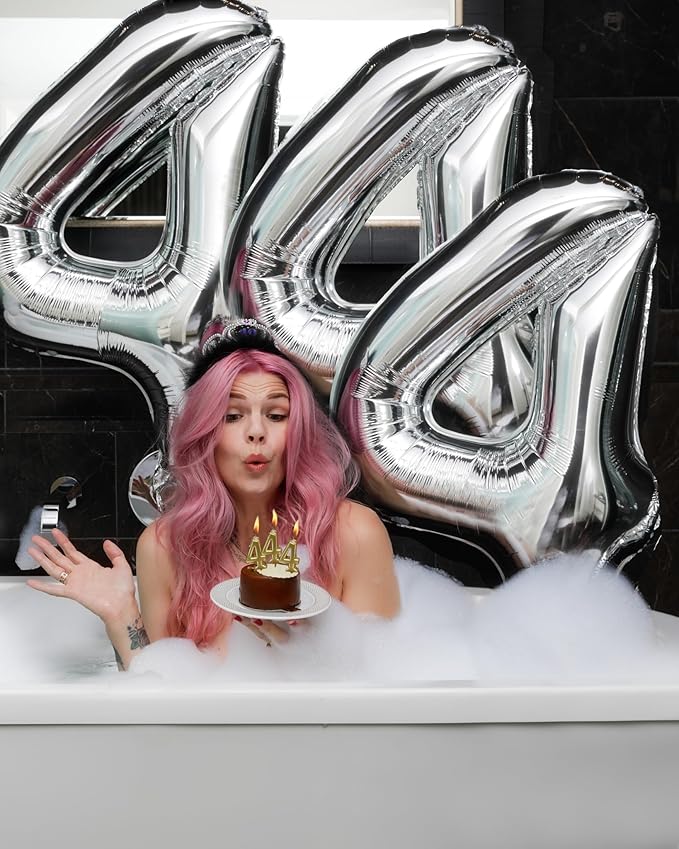 Silver Number 4 Balloon 40 Inch, 4th Birthday Party Decorations for Children, Giant 4 Foil Balloon for Party Supplies