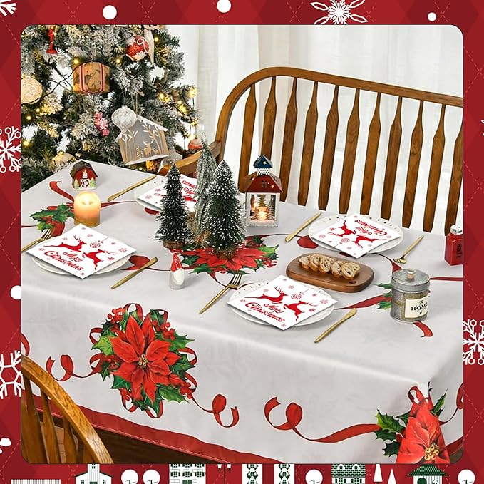 Party Napkins 40 pcs Paper Napkins Disposable 13 X 13 Inches Cocktail Napkins For Birthday Picnic Wedding Baby Shower Tea Party Decorations (merry christmas)