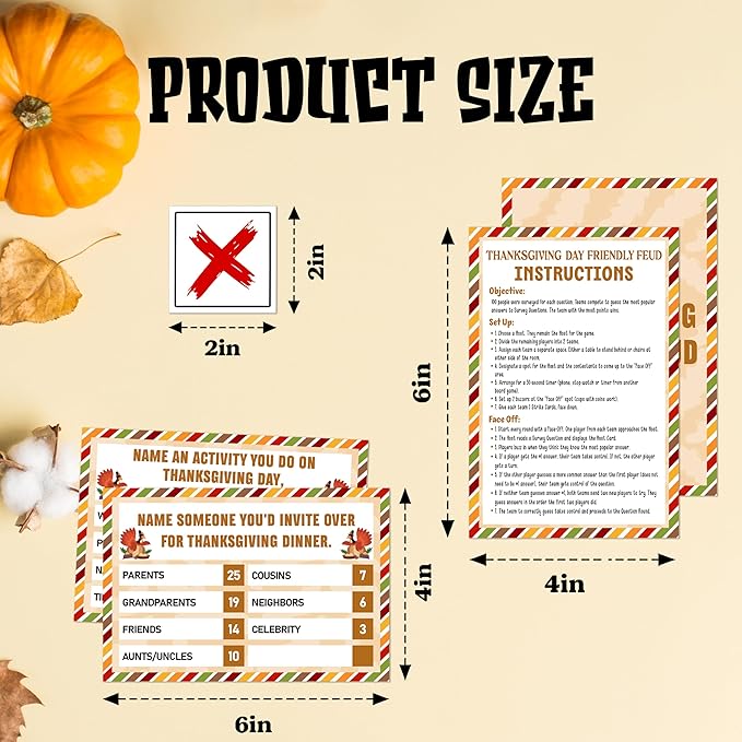 Thanksgiving Party Games for Adults, Thanksgiving Friendly Feud Game, Fall Holiday Party Games, Family Game Night Supplies, Autumn Fun Feud Trivia Quiz for Family Friends, 06