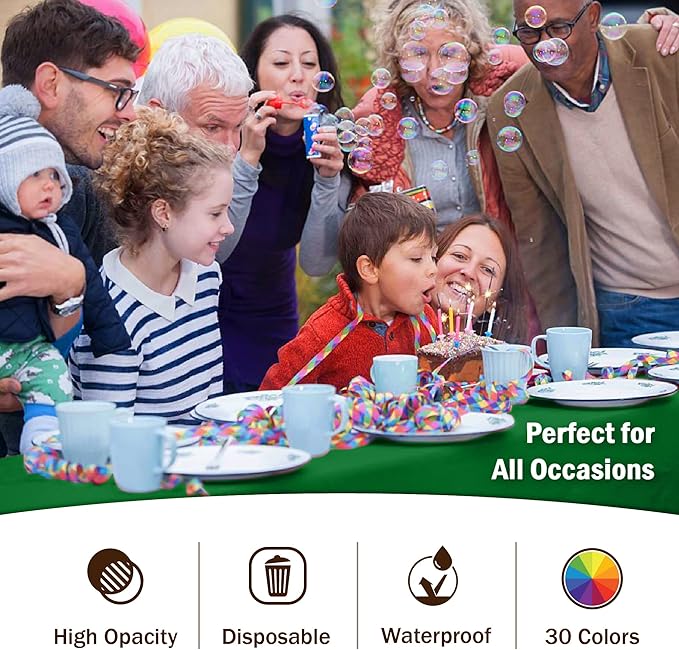 Party Solids 6-Pack Premium Plastic Tablecloth 54in. x 108in. Rectangle Plastic Table Cover - Emerald Green