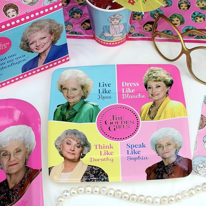 Golden Girls Party Supplies (Standard Pack for 24 Guests) Celebration Decorations, Plates, Napkins, Table Cover and Banner for 40th 50th & 60th Milestone Birthday for Women, or Bridal Shower Decor