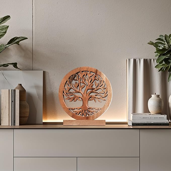 Decozen Solid Wood Tree of Life Sculpture, Home Decor, Boho, Coffee Table, Centerpiece Table Decorations, Mantle, Dining Table Centerpiece, Bathroom Shelf, Christmas Decorations