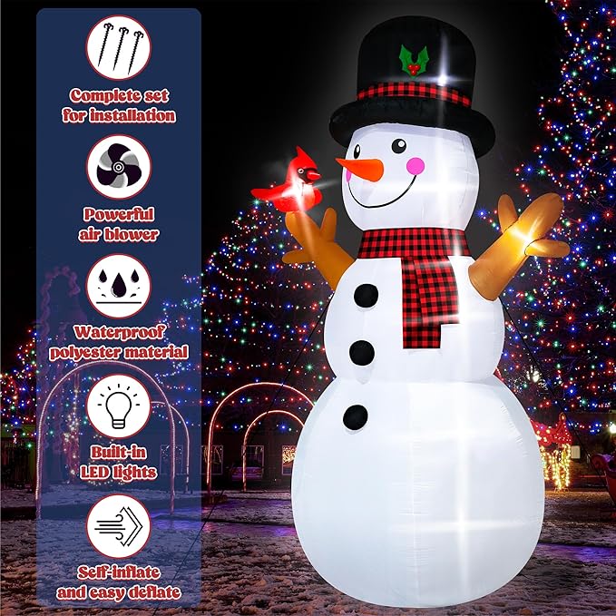 16FT Christmas Inflatable Snowman Outdoor Decorations, Giant Christmas Snowman, Holiday Blow Up Yard Decor with LED Lights, Waterproof & Sturdy for Lawn, Garden, Xmas Party