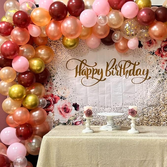 Rose Gold Balloon Set 12 Inch Burgundy Rose Gold Balloons 35 Pcs Champagne Wine Red Metallic Gold Confetti Balloons for Girls Women Bachelorette Wedding Bridal Shower Birthday Party Decorations