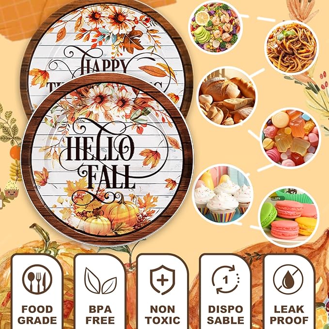 Egami 40pcs Thanksgiving Party Supplies,include 20 Dessert plate and 20 Napkin,Thanksgiving Party Plate Napkin Set，Used for Maple Leaf Party Decoration