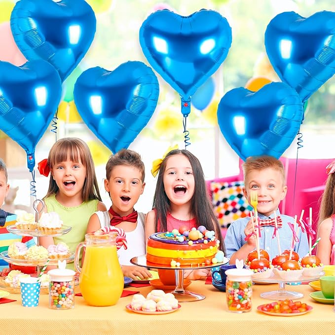12 Pcs Heart Balloons,18 Inch Blue Heart Foil Balloons Love Balloon Valentine Balloon for Birthday Party Wedding Engagement Party Baby Shower Valentine Day Decorations (blue)