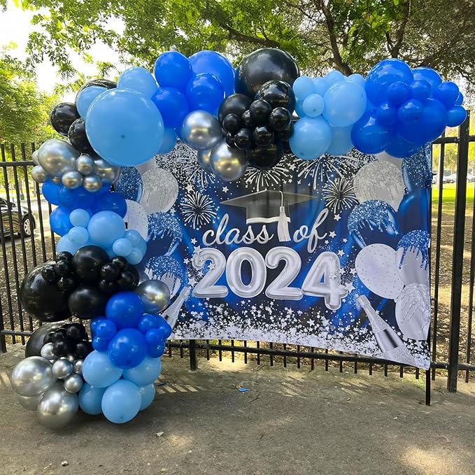 Blue Black Balloons 60 Pcs Royal Blue Black and Metallic Silver Confetti Balloons 12 Inch Video Game Outer Space Balloon for Boys Men Boss Graduation Retirement Baby Shower Birthday Party Decorations