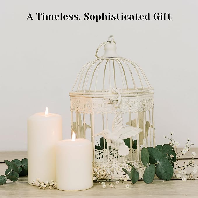 Unscented Pillar Candles - Set of 4 Ivory Candles - 3x6 Slow Burning Candles for Weddings & Table Centerpieces - Large Pillar Candles, PARNOO