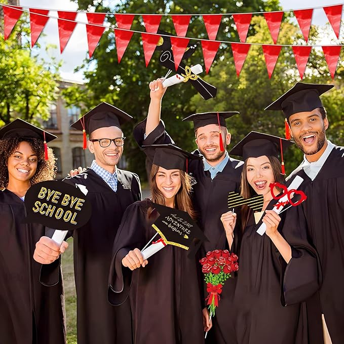 65FT Red Glitter Triangle Pennant Banner Flag Metallic Bunting Fabric Garland for Christmas Graduation Wedding Engagement Anniversary Bachelorette Birthday Bridal Shower Valentine's Party Supplies