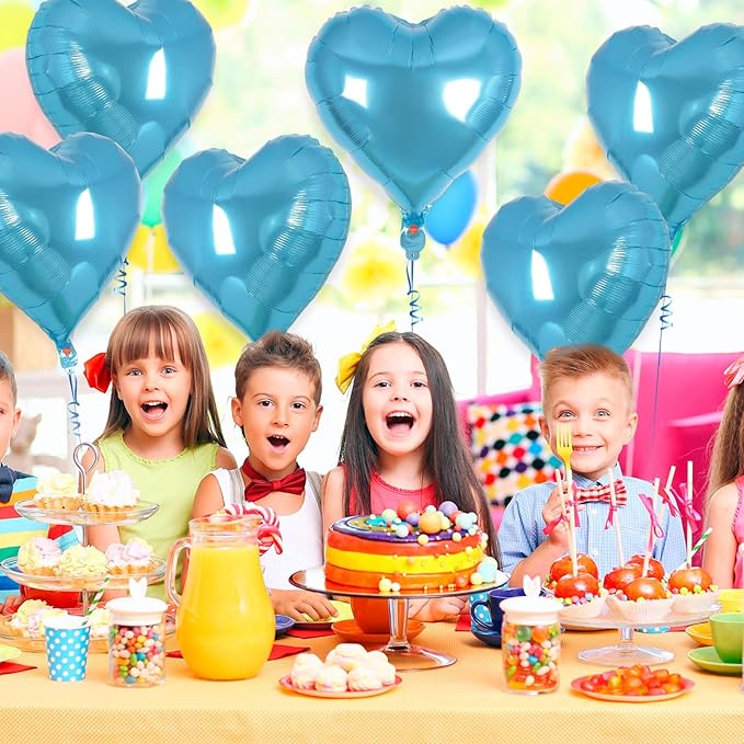 12 Pcs Heart Balloons,18 inch Heart Shape Foil Balloons Love Balloon Valentine Balloon for Birthday Party Wedding Engagement Party Baby Shower Valentine Day Decorations (liblue)