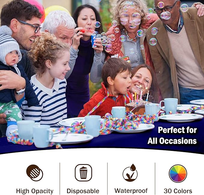 Party Solids 6-Pack Premium Plastic Tablecloth 54in. x 108in. Rectangle Plastic Table Cover - Navy