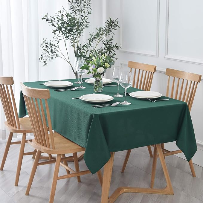 maxmill Jacquard Square Tablecloth Stain Resistant Spillproof Wrinkle Free Washable Soft Table Cloth, Fabric Table Cover for Dining Room, Indoor and Outdoor Use, 52 x 52 Inch, Hunter Green