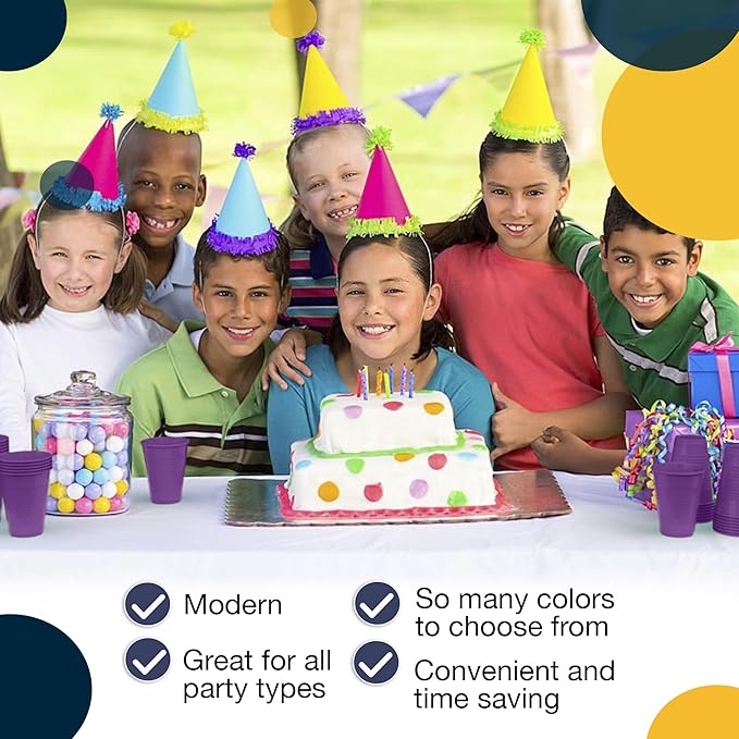 Exquisite Party Solids 12 Oz Purple Plastic Cups For Party Supplies 50 Pack | Purple Disposable Cups Plastic | Disposable Drinkware For Parties, Events & Everyday