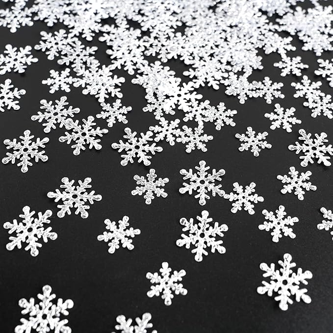Christmas Snowflake Confetti Decorations,1200Pcs Silver Confetti Snow Party Pack for Christmas Winter Wonderland Table Centerpieces Wedding Birthday Baby Shower DIY Projects Decorations Supplies