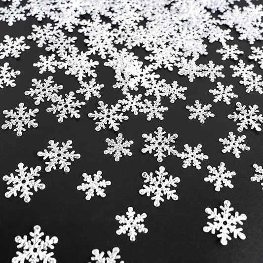 Christmas Snowflake Confetti Decorations,1200Pcs Silver Confetti Snow Party Pack for Christmas Winter Wonderland Table Centerpieces Wedding Birthday Baby Shower DIY Projects Decorations Supplies