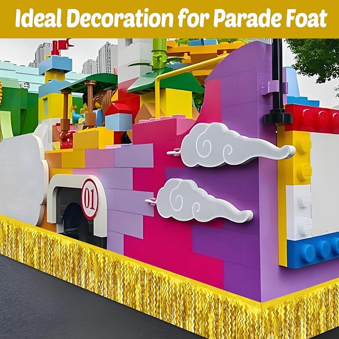 6 Pack 10 Feet Gold Wave Foil Fringe Garland Metallic Tinsel Streamers Banner Wall Hanging Curtain Backdrop for Parade Floats, Mother's Day, Easter, Wedding, Birthday Party Decoration