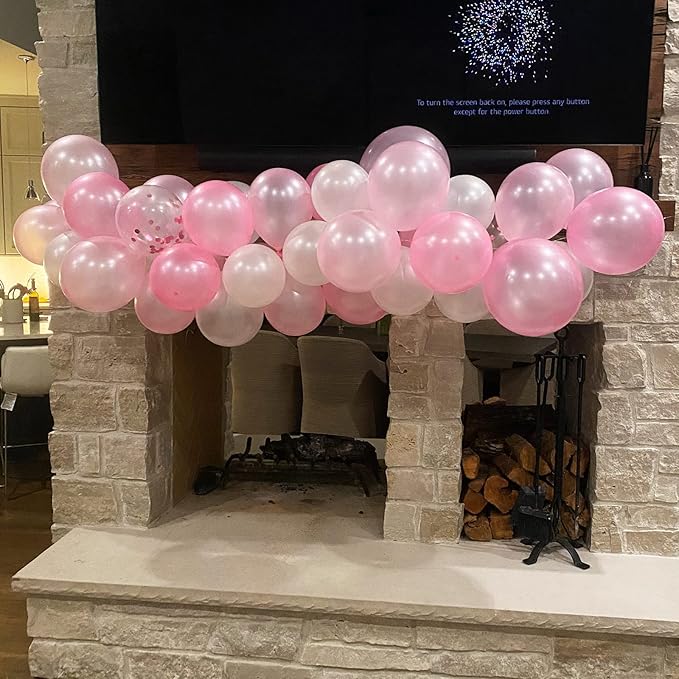 Balloons Pink and White, 60 Packs 12 Inch Light Pink White Balloons with Confetti Balloons for Birthday Party Decorations Girl Women, Wedding, Christening Baby Shower Party, Bridal Shower
