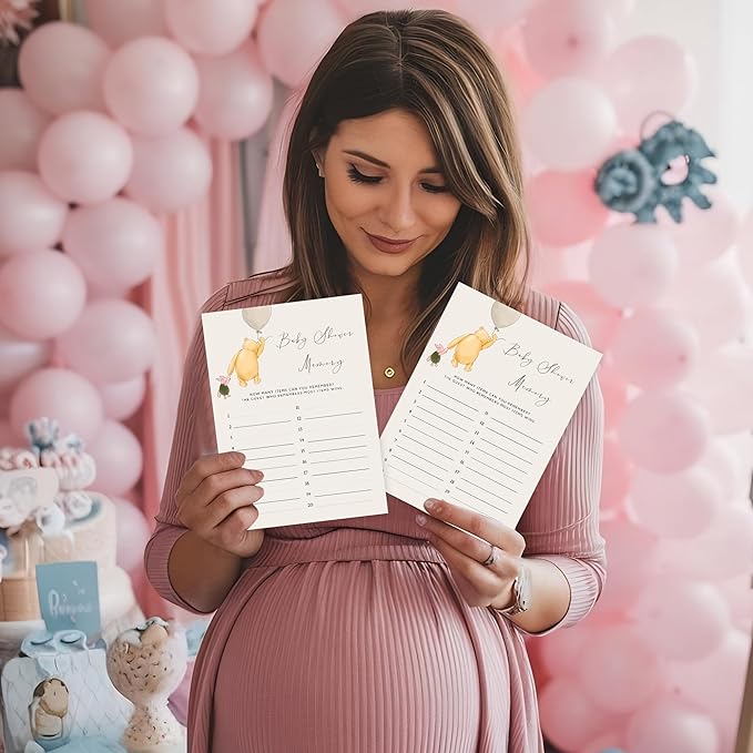 Winnie Baby Shower Games, Baby Shower Memory, Baby Shower Game Cards, Set of 30, Winnie The Pooh Party Favors, Baby Shower Party Games Supplies & Activities, Baby Shower Decorations