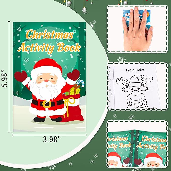 24PCS Christmas Activity Books Party Favors for Kids - Winter Xmas Holiday Games Coloring Maze Book in Bulk, Classroom Activities Crafts Gifts