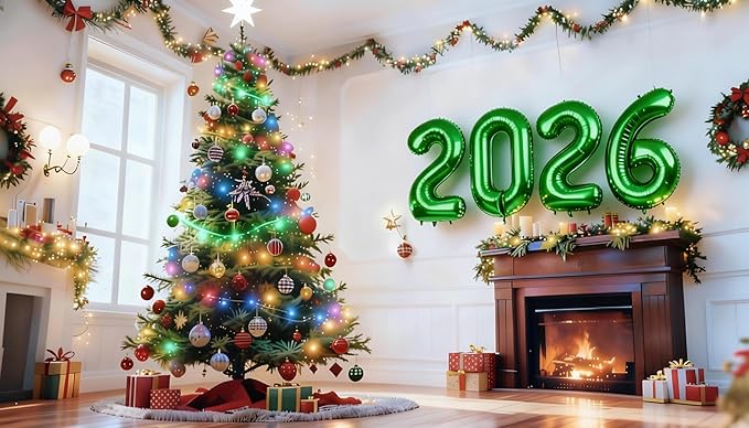 Dark Green 2026 Number Balloon, 2026 Foil Balloon Green 40 Inch, Balloons for New Years Eve Party Supplies, 2026 Graduation Decoration