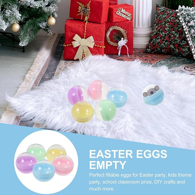 Toyvian 50pcs Gumball Vending Machine Capsules, 2 Inch Empty Round Plastic Containers, Clear-colored Toy Bulk Balls Supplies for Prize Easter Party Favor Surprise Stuffer Diy Craft(5 Colors)