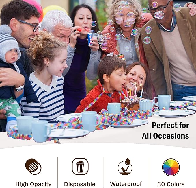 Party Solids 6-Pack Premium Plastic Tablecloth 54in. x 108in. Rectangle Plastic Table Cover - White