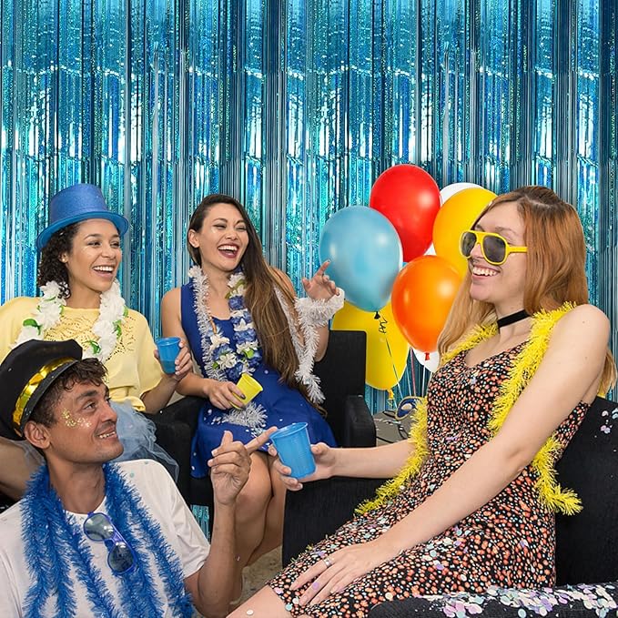 Party Backdrop Curtains Metallic Tinsel Foil Fringe Curtains Party Photo Backdrop Party Streamers for Party Birthday Graduation New Year Eve Bachelorette Decorations Wedding Decor