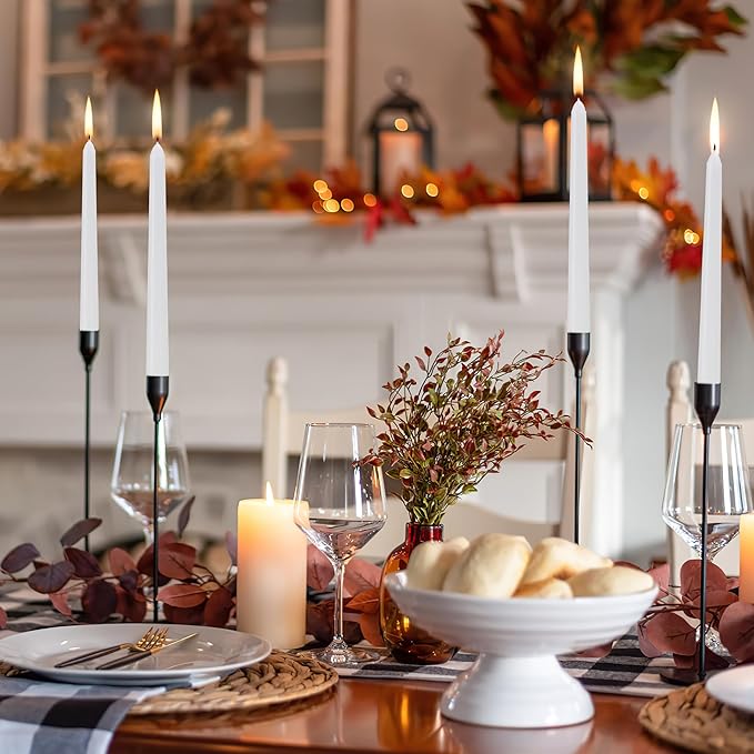 12 Pack White Taper Candles - Taper Candles 10 Inch Dripless, Smokeless & Unscented - 8 Hours Long Burning - Tall Candlesticks - Ideal for Weddings, Dinner Parties, Home Decor, Birthday Party