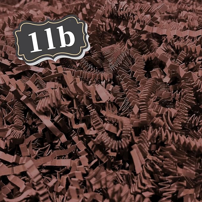 1 LB Brown Crinkle Cut Paper Shred Filler Great for Gift Wrapping, Basket Filling, Birthday, Wedding, Halloween, Thanksgiving Christmas Day, New Year Party Decorations Filling Supplies