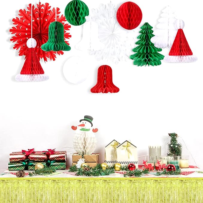 10 Pack 10 Feet Foil Fringe Garland Metallic Tinsel Streamers Banner Wall Hanging Curtain Backdrop for Parade Floats, Wedding, Disco, Birthday, Halloween, Christmas Party Decorations(Light Gold)