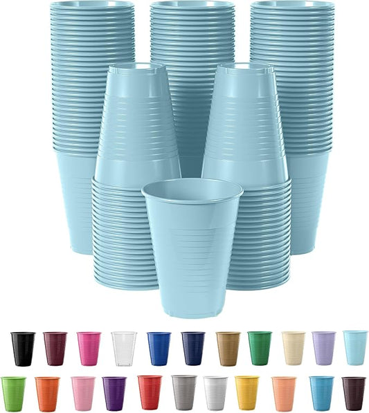 Exquisite Party Solids 12 Oz Light Blue Plastic Cups For Party Supplies 50 Pack | Light Blue Disposable Cups Plastic | Disposable Drinkware For Parties, Events & Everyday