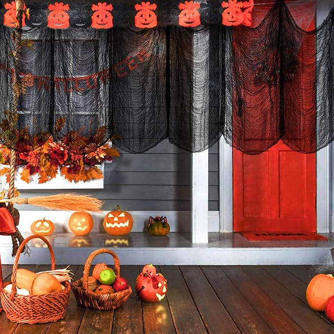 ZeeDix 12 Pack Halloween Creepy Cloth 30 x 75 Inch Halloween Decoration Spooky Scary Gauze Cloth Creepy Cheesecloth for Party Supplies Outdoor Yard Home Wall Doorways(3colors)