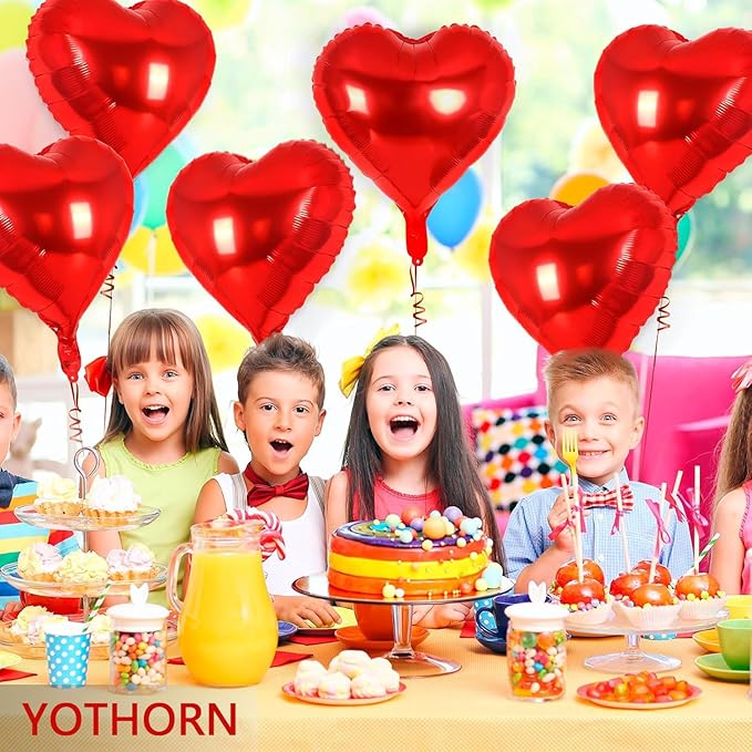 12 Pcs Red Heart Balloons,18 Inch Heart Foil Balloons Love Balloon Valentine Balloon for Birthday Party Wedding Engagement Party Baby Shower Valentine Day Decorations (red)