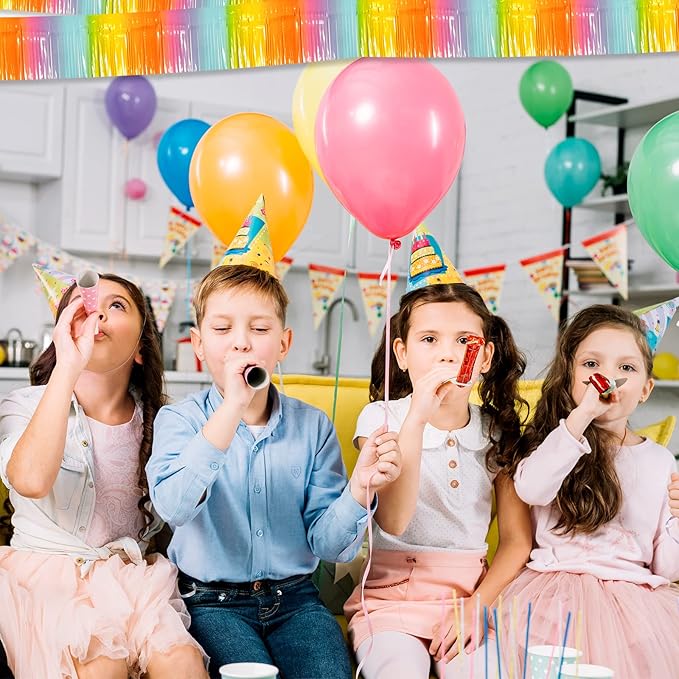 6 Pack 10 Feet Foil Fringe Garland Metallic Tinsel Streamers Banner Wall Hanging Curtain Backdrop for Parade Floats, Bachelorette, Wedding, Birthday, Easter, Christmas Party Decorations(Rainbow)