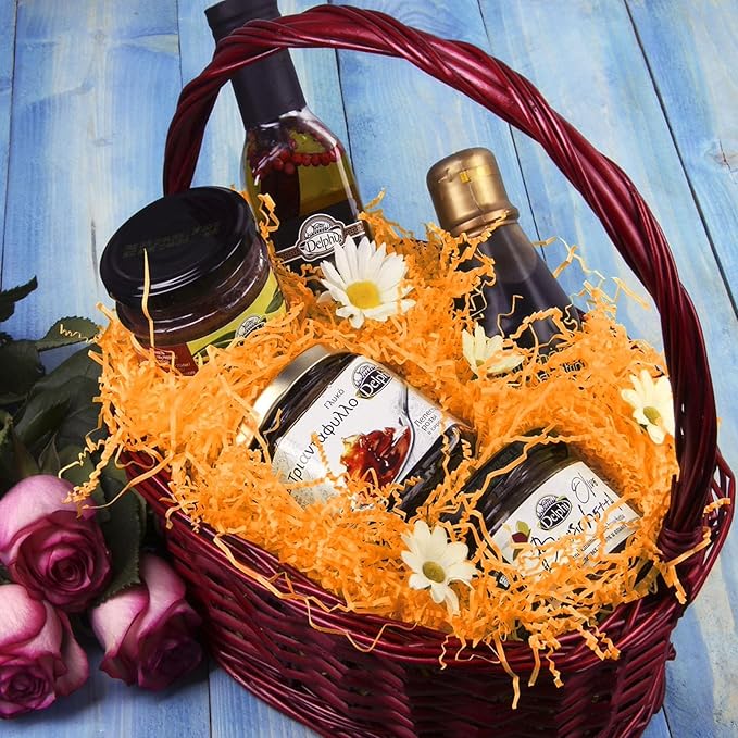 1 LB Fluorescent orange Crinkle Cut Paper Shred Filler Great for Gift Wrapping, Basket Filling, Birthday, Wedding, Halloween, Thanksgiving, Christmas Day, New Year Party Decorations Filling Supplies