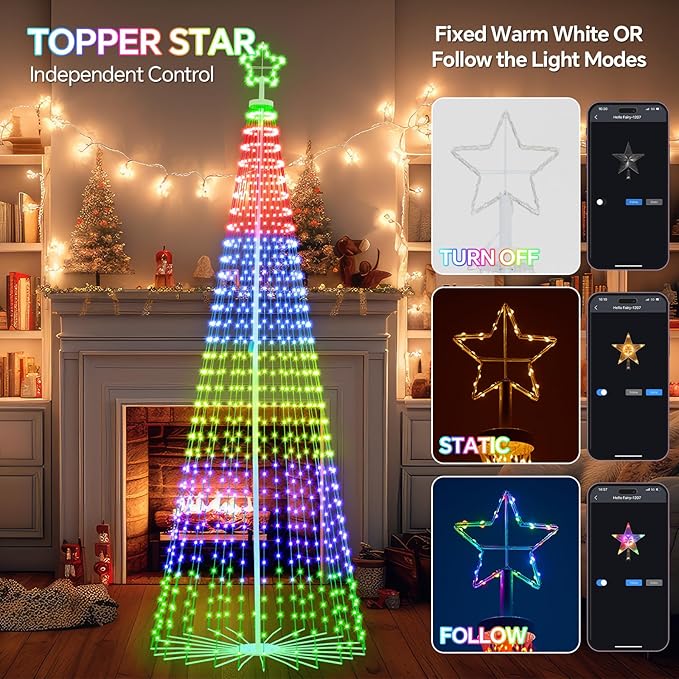 12 FT Outdoor Christmas Tree,Smart APP Remote Control RGB Color Changing DIY Timer 832 LED Christmas Tree for Indoor Outdoor Decorations