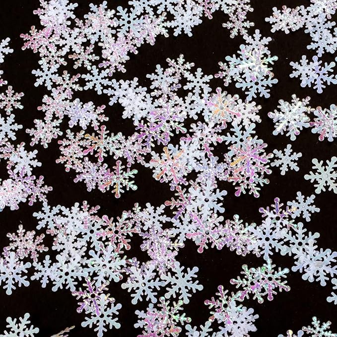 OuMuaMua 1200Pcs Snowflakes Confetti Decorations for Christmas, White Winter Confetti Snow Party Pack for Wedding Birthday Holiday Party Table Decorations Supplies