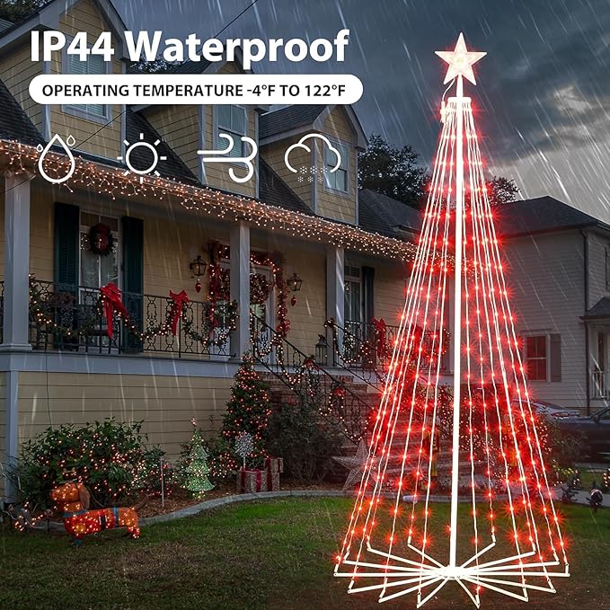 Outdoor Christmas Tree 9ft 478 LEDs Light Smart Spiral Cone Tree App and Remote Control, Music Sync DIY Functionality Perfect for Decor Yard and Parties