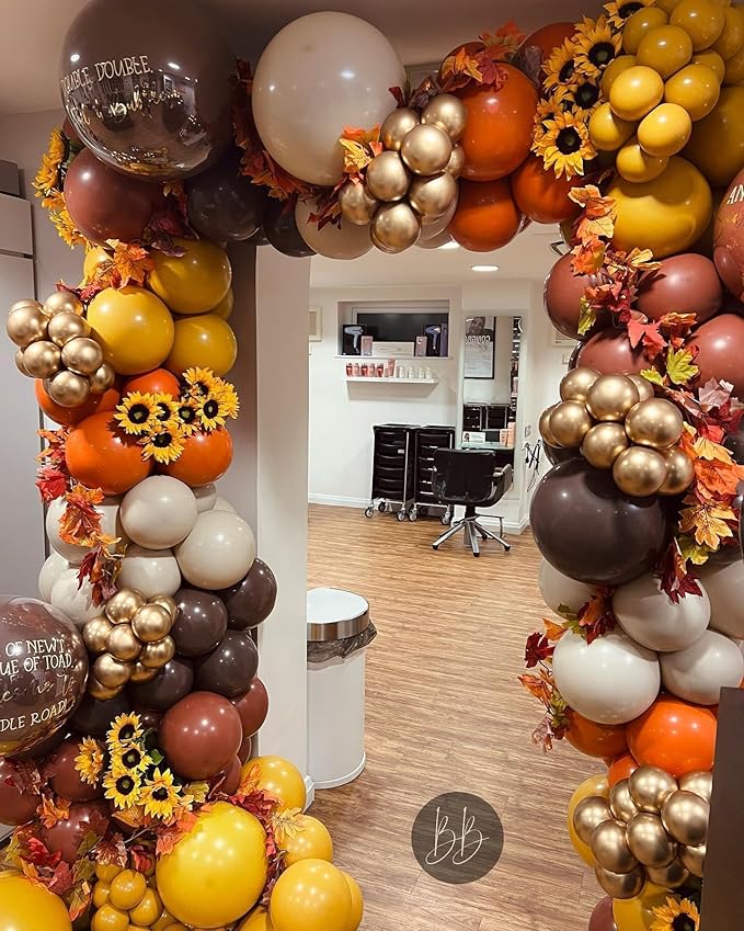 Paready Brown and Gold Balloon Set, 50Pcs 12 Inch Tan Apricot Sand White Metallic Confetti for Bridal Shower Baby Shower Fall Birthday Party Decorations