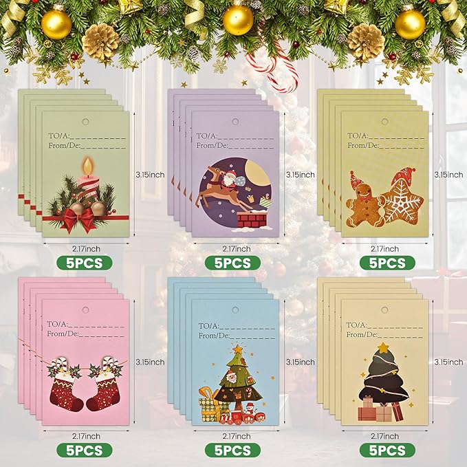 ADDSERK 27PCS Christmas Gift Bags with Tags & Ribbon Ties, Assorted Sizes for Xmas Holiday Present Wrapping & Festival Party Supplies-(Small/Medium/Large)