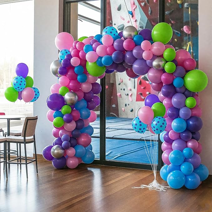 Pink Blue Purple Balloons, Pack of 50 12 inch Balloon with Metallic Silver Purple Teal Green Balloons for Magic Theme Birthday Baby Shower Party Decorations Supplies
