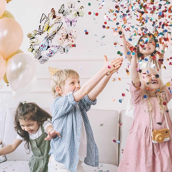 Butterfly Wall Decor 24/48 PCS, 3D Butterflies Stickers for Party Decorations with Magnets (White, 48)