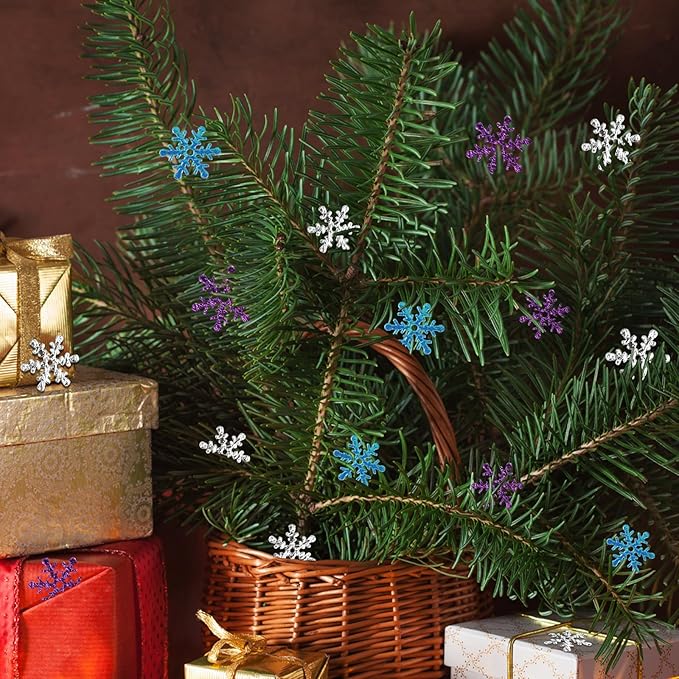 Christmas Snowflake Confetti Decorations,1200Pcs Purple Blue Silver Confetti Snow Party Pack for Christmas Winter Wonderland Table Centerpieces Wedding Birthday Baby Shower DIY Projects Decorations