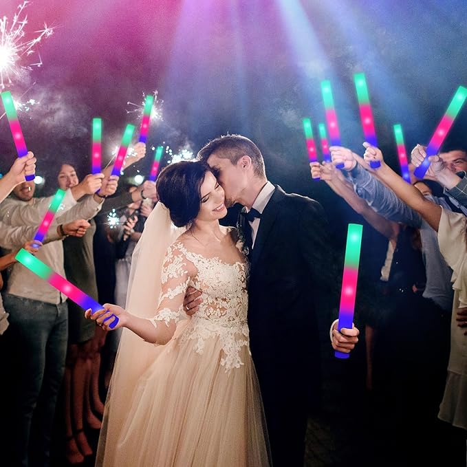 44 PCS Foam Glow Sticks Bulk with 3 Modes Colorful Flashing, Glow Sticks Pack, Foam Light Up Sticks, Glow in Dark Party Supplies for Wedding, Raves, Party, Halloween, 4th of July