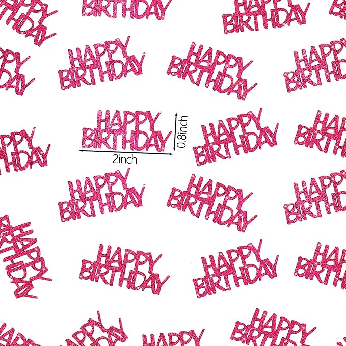 Hot Pink Happy Birthday Confetti Girl Birthday Party Decorations Glitter Table Scatters for Adult Women Birthday Anniversary DIY Crafts Party Supplies 100PC