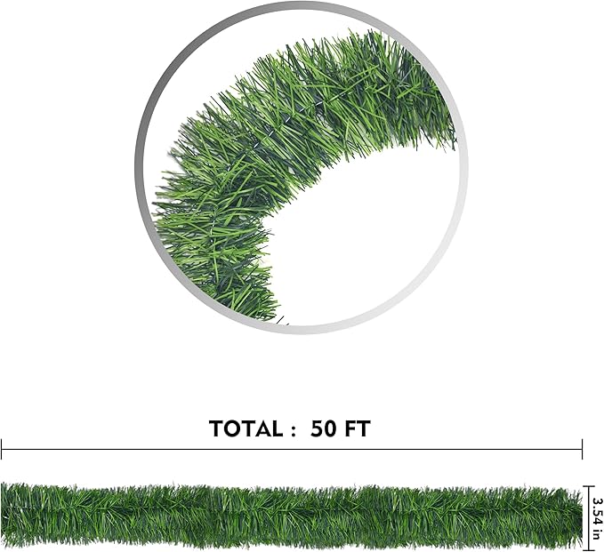 50 Ft Christmas Garland Decoration: Artificial Garland Non-Lit Soft Greenery Holiday Decor Outdoor or Indoor - Used Christmas Wedding Party