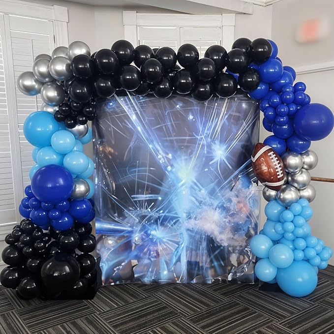 Blue Black Balloons 60 Pcs Royal Blue Black and Metallic Silver Confetti Balloons 12 Inch Video Game Outer Space Balloon for Boys Men Boss Graduation Retirement Baby Shower Birthday Party Decorations