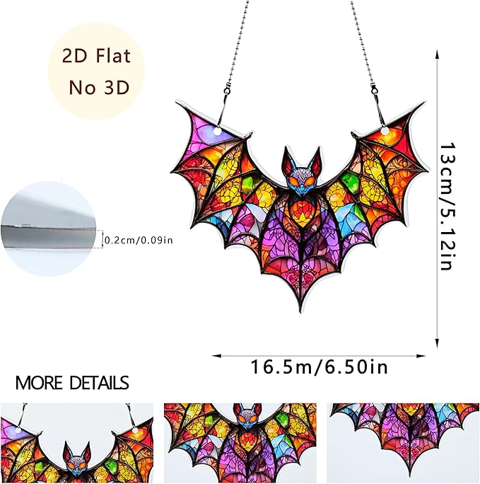 Bat Halloween Ornaments Colorful Window Hanging Decorations Home Wall Decor for Indoor Outdoor